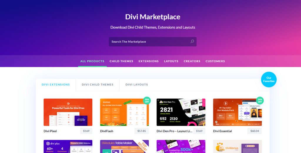 Divi marketplace
