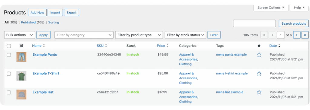 imported Shopify to WooCommerce products