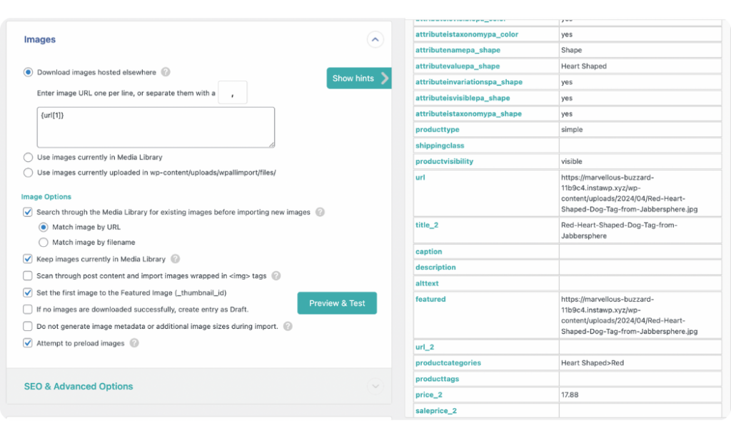 Map WooCommerce product images