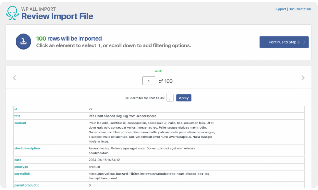 Review uploaded product data