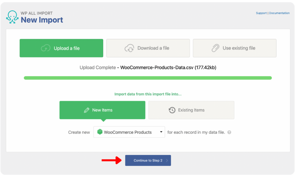 Upload WooCommerce product data to WP All Import