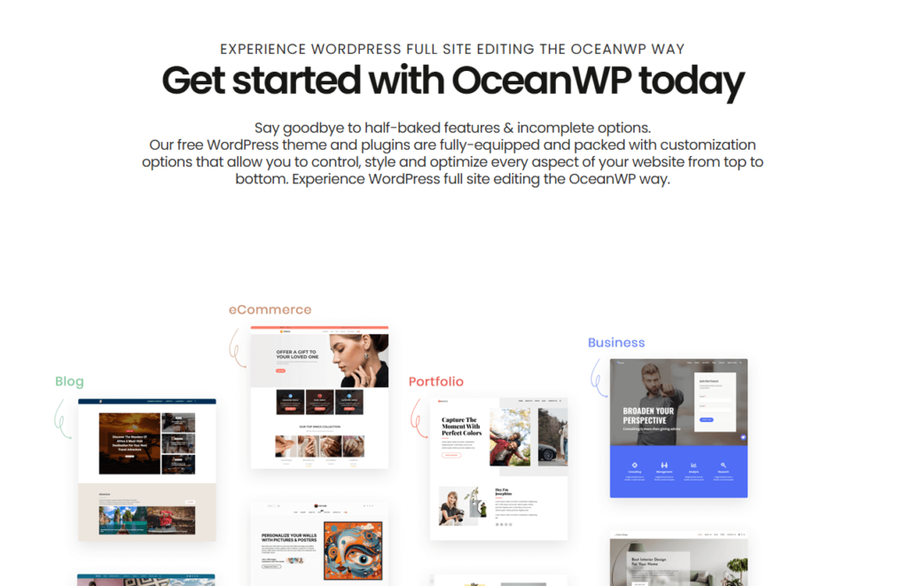 OceanWP homepage