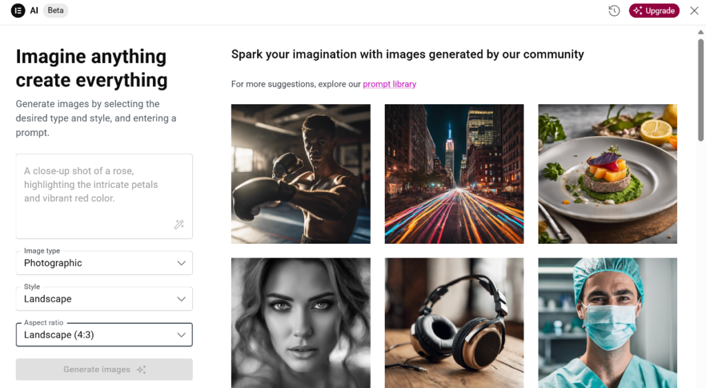 Elementor AI image generator