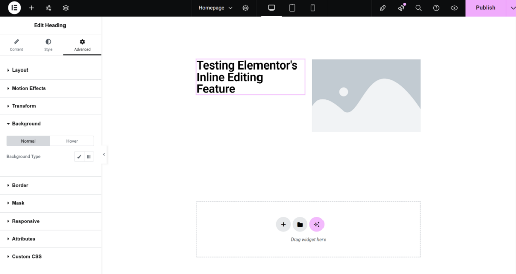 Elementor sidebar advanced tab