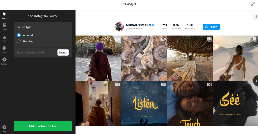 Add instagram source to Elsight widget
