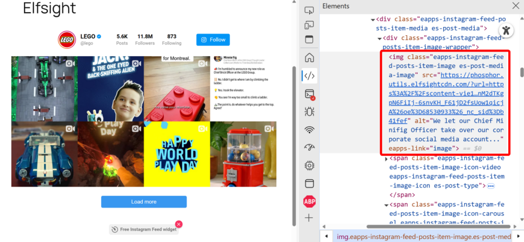 Elfsight Instagram feed SEO