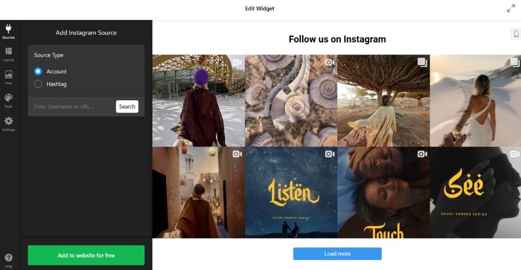 Elfsight create a new Instagram widget
