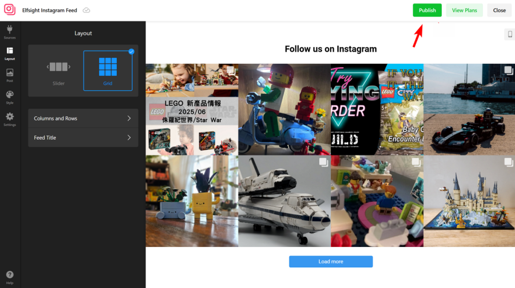 Publish the Elfsight Instagram feed widget