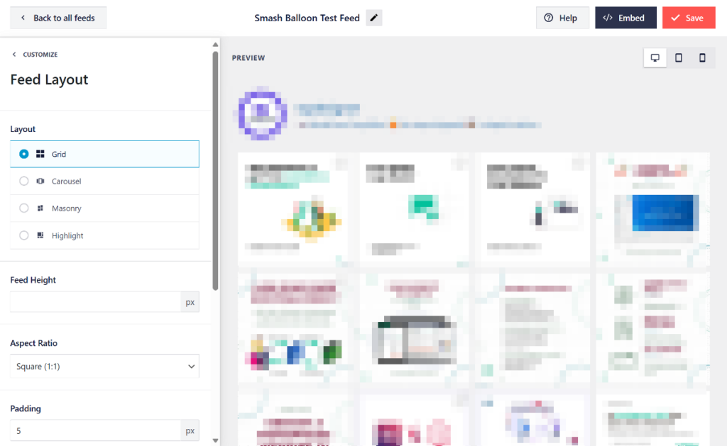 Smash Balloon layout options