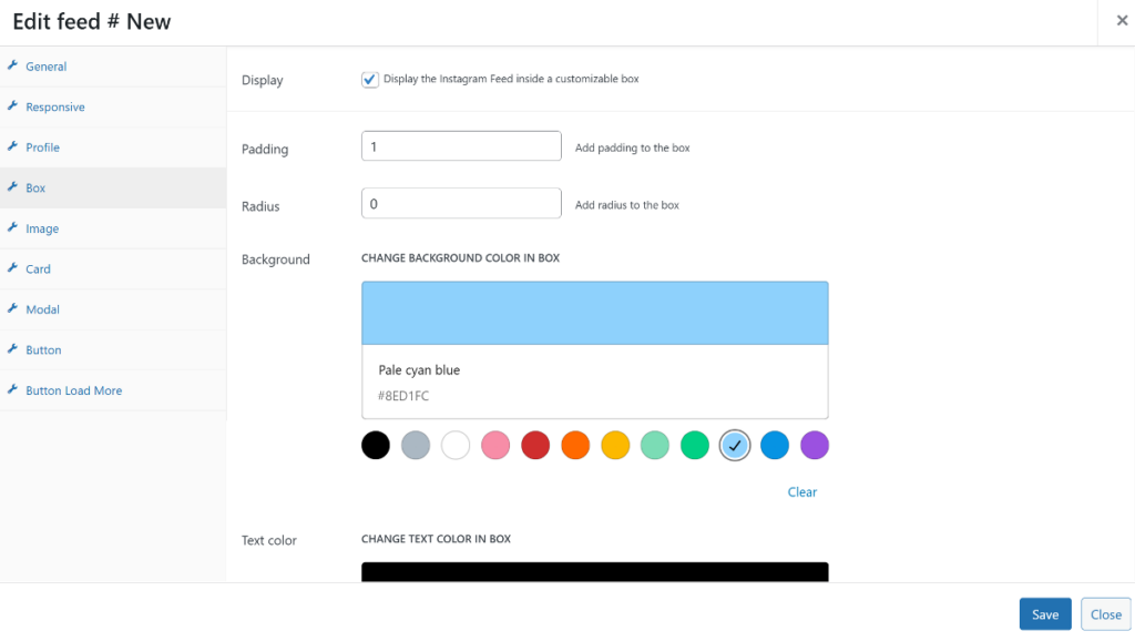 feed box customization options in QuadLayer Social Feed