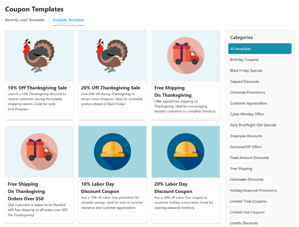 Coupon Template in Advanced Coupons