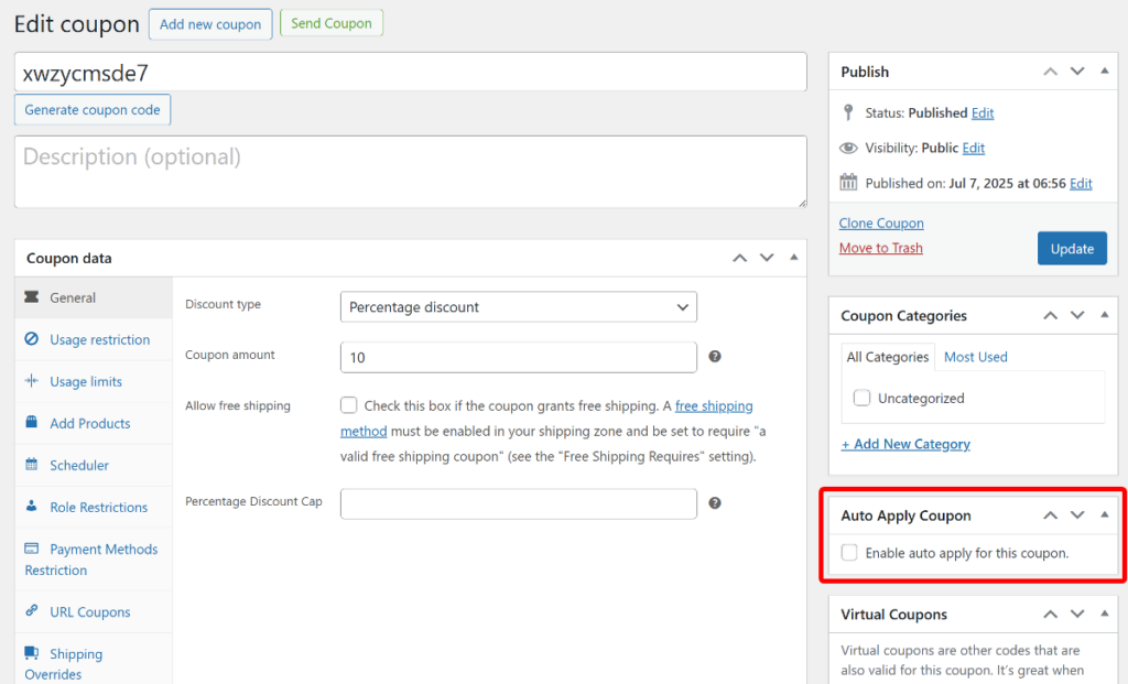 auto apply coupon in Advanced Coupons plugin