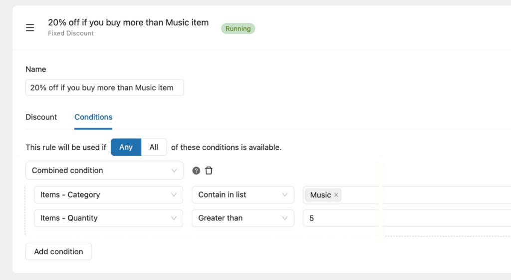 discount conditions yaypricing