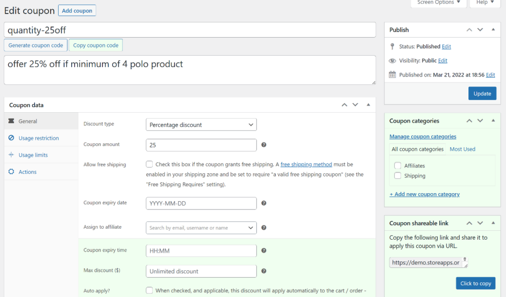 smart coupons plugin interface