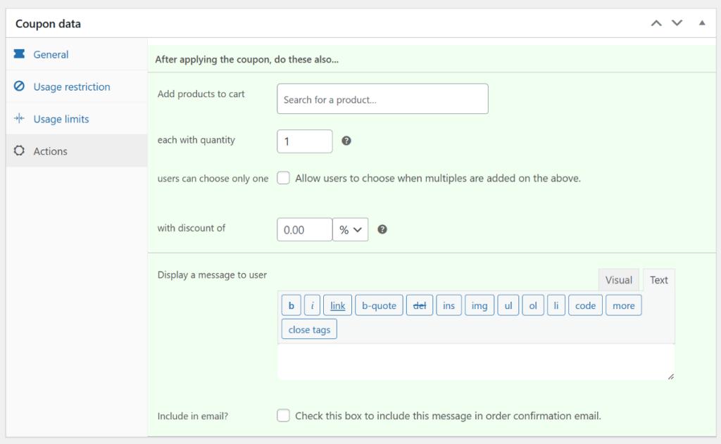 smart coupons tabbed interface
