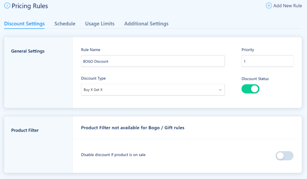 user interface of acoweb dynamic pricing plugin