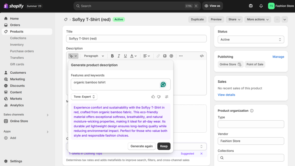 Shopify magic AI integration