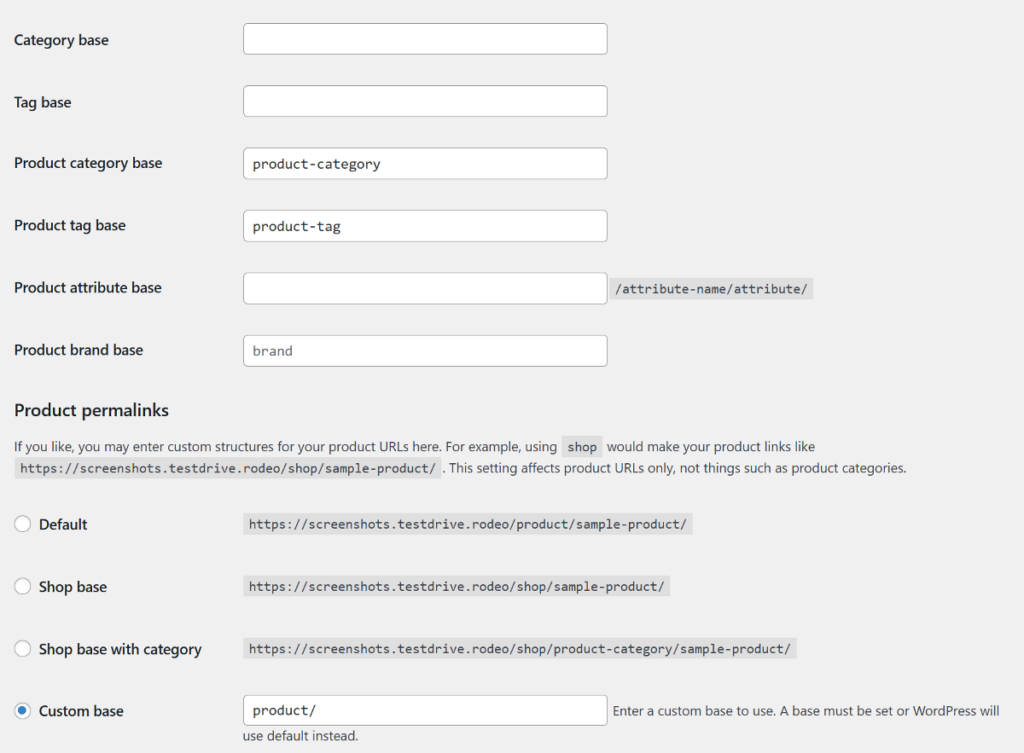 WooCommerce custom permalinks