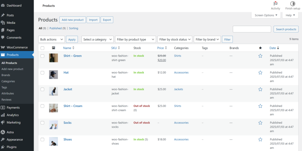 WooCommerce product management