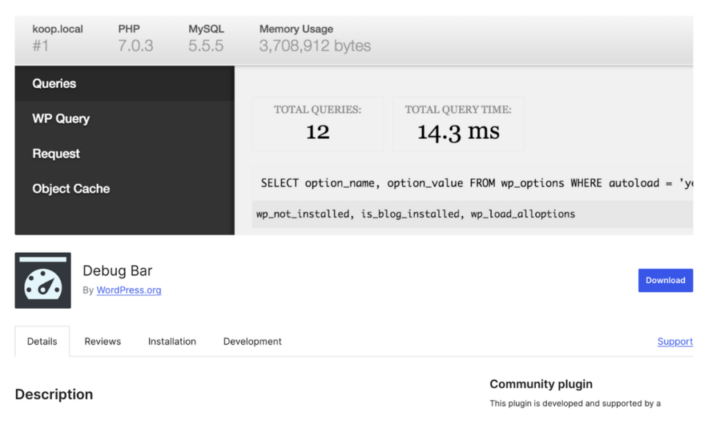 Debug Bar WordPress Debug Plugin