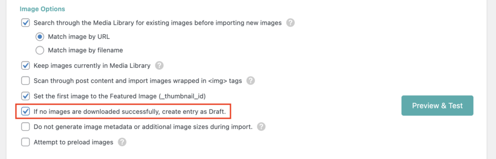 Image Options If No Images Import As Draft