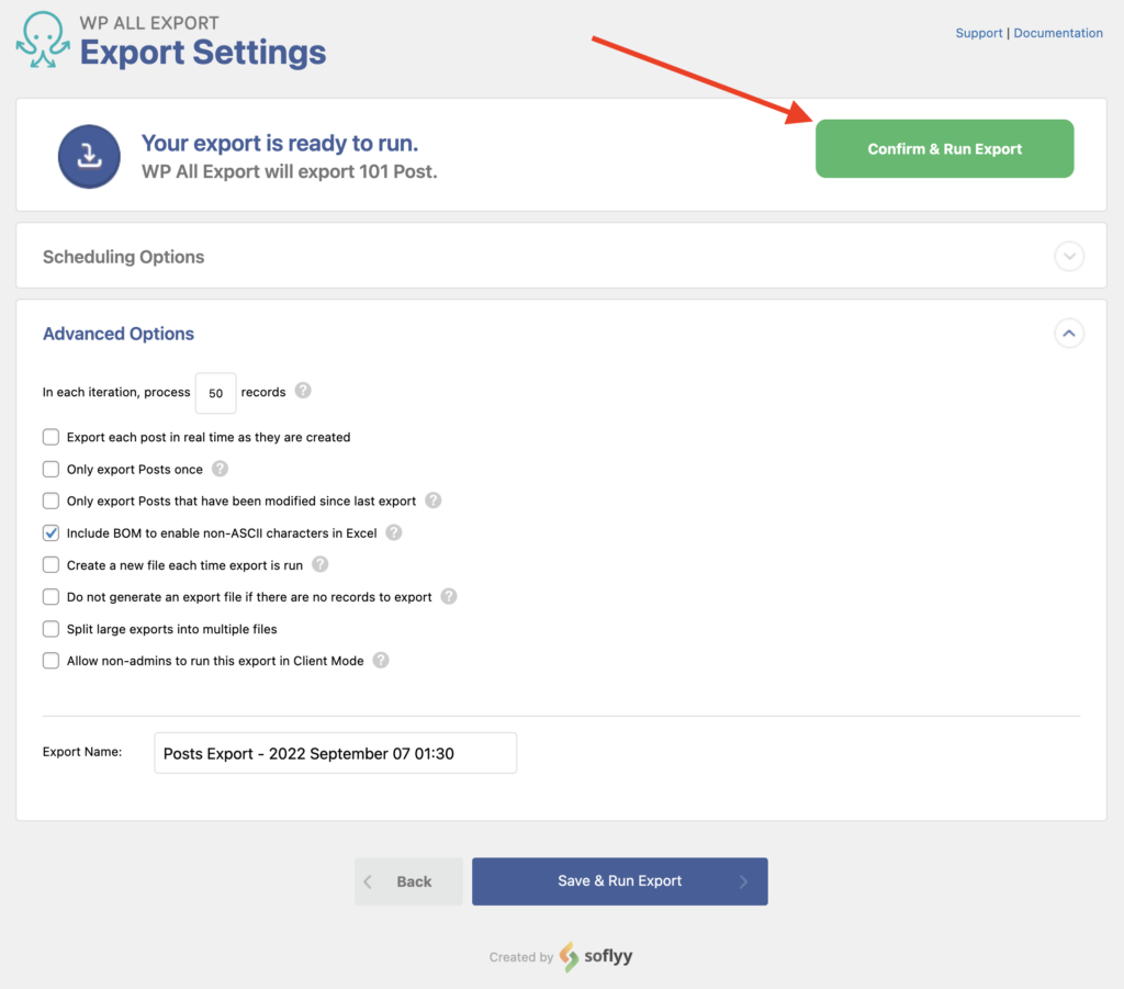 Migrate WooCommerce WordPress Data Confirm Run Export