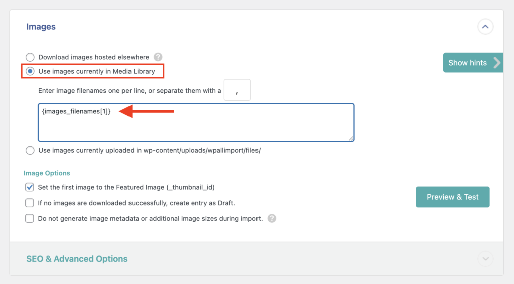 Use Images Currently In Media Library Example