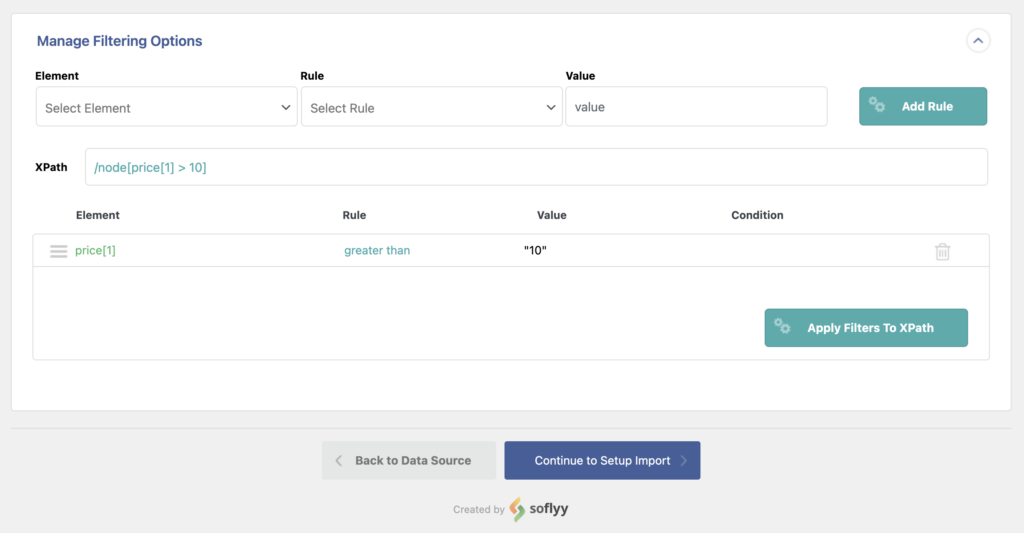 WordPress Import Manage Filtering Options