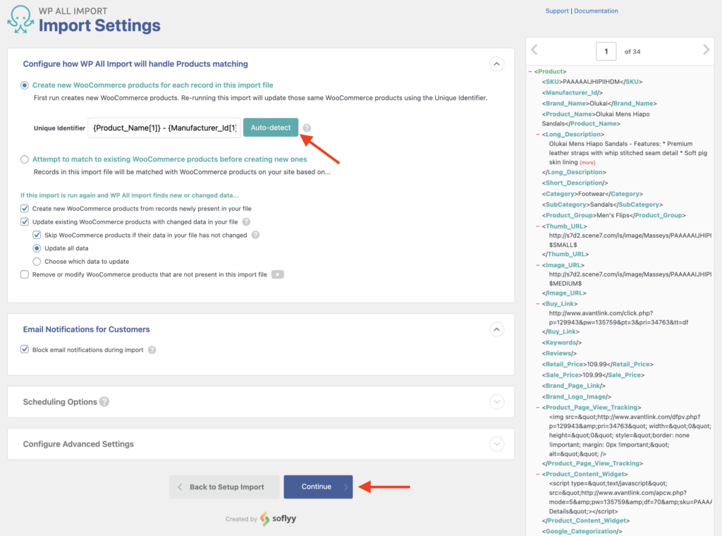 Import Variable Products Define Import Settings