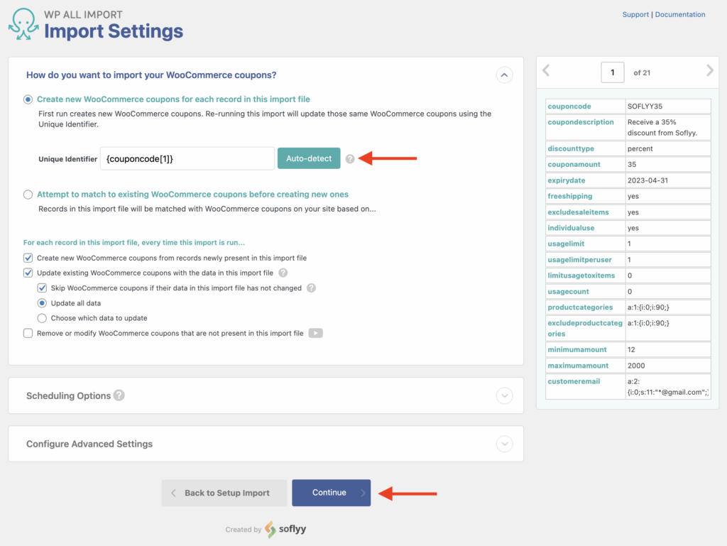 Import WooCommerce Coupons Define Import Settings