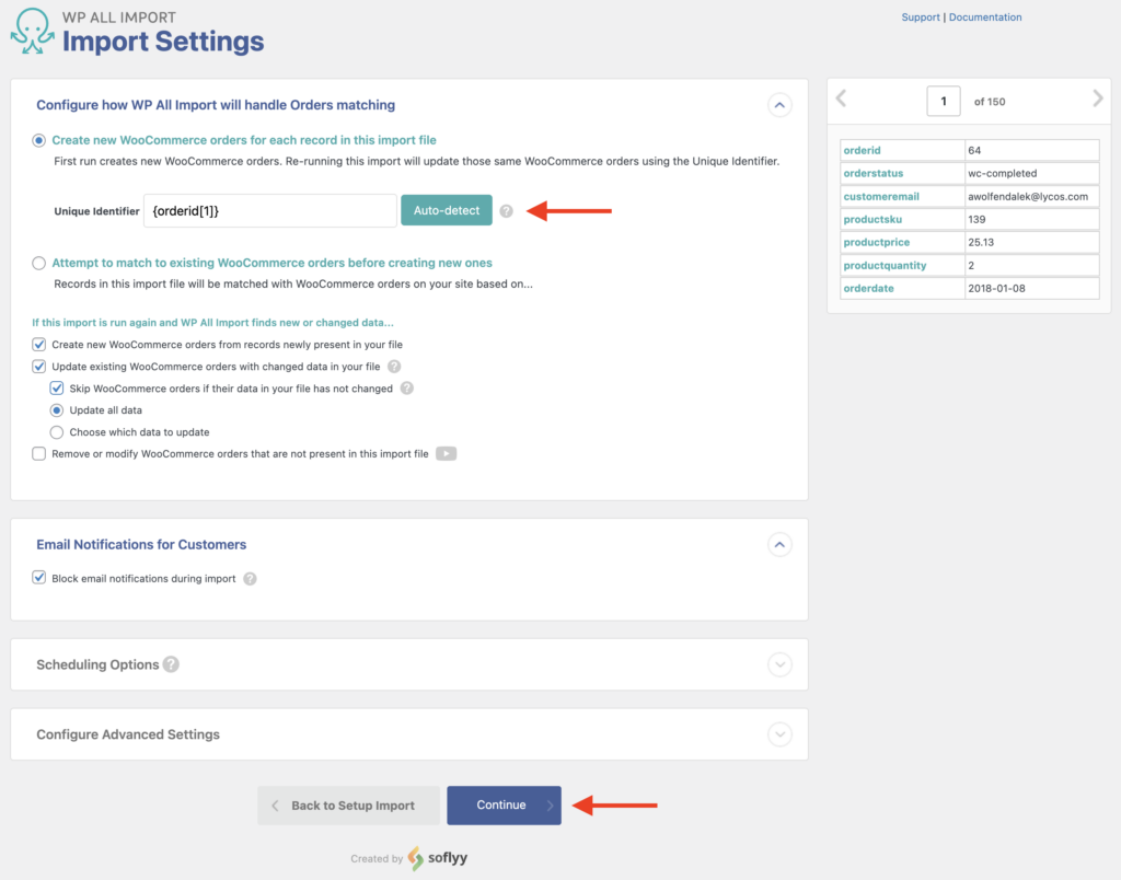 Import WooCommerce Orders Define Import Settings