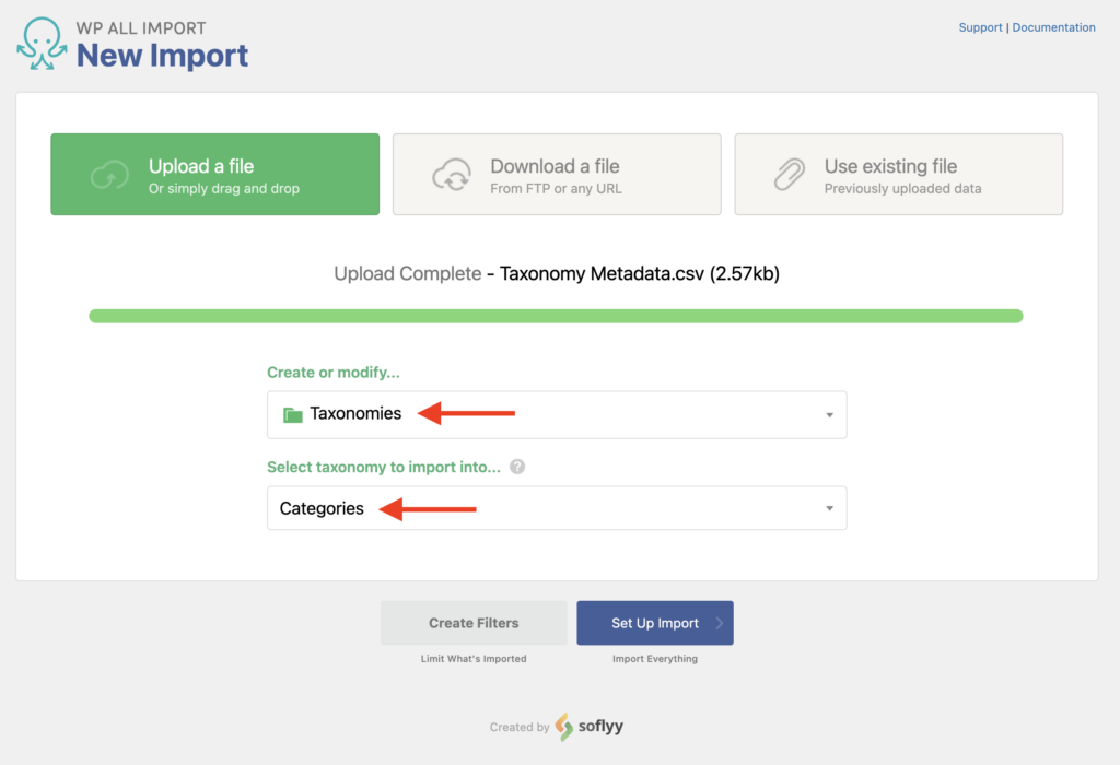 Taxonomy Meta and Images Create New Import