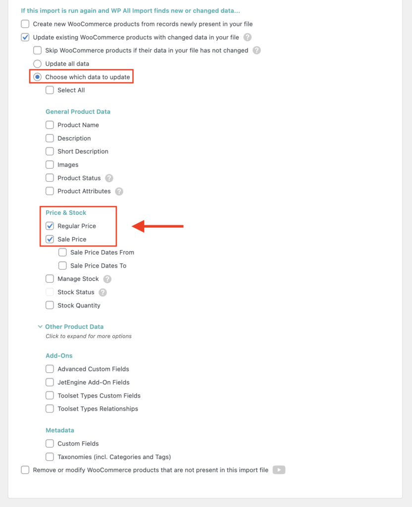 Updating Prices Decide What Data to Update