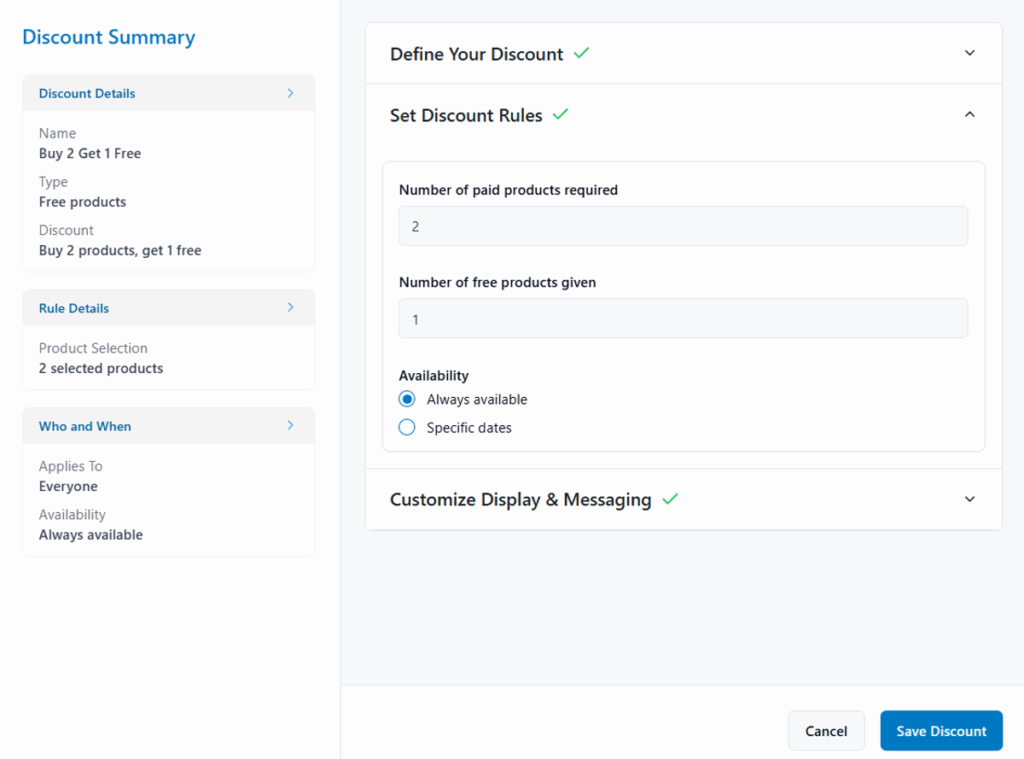 free product discount