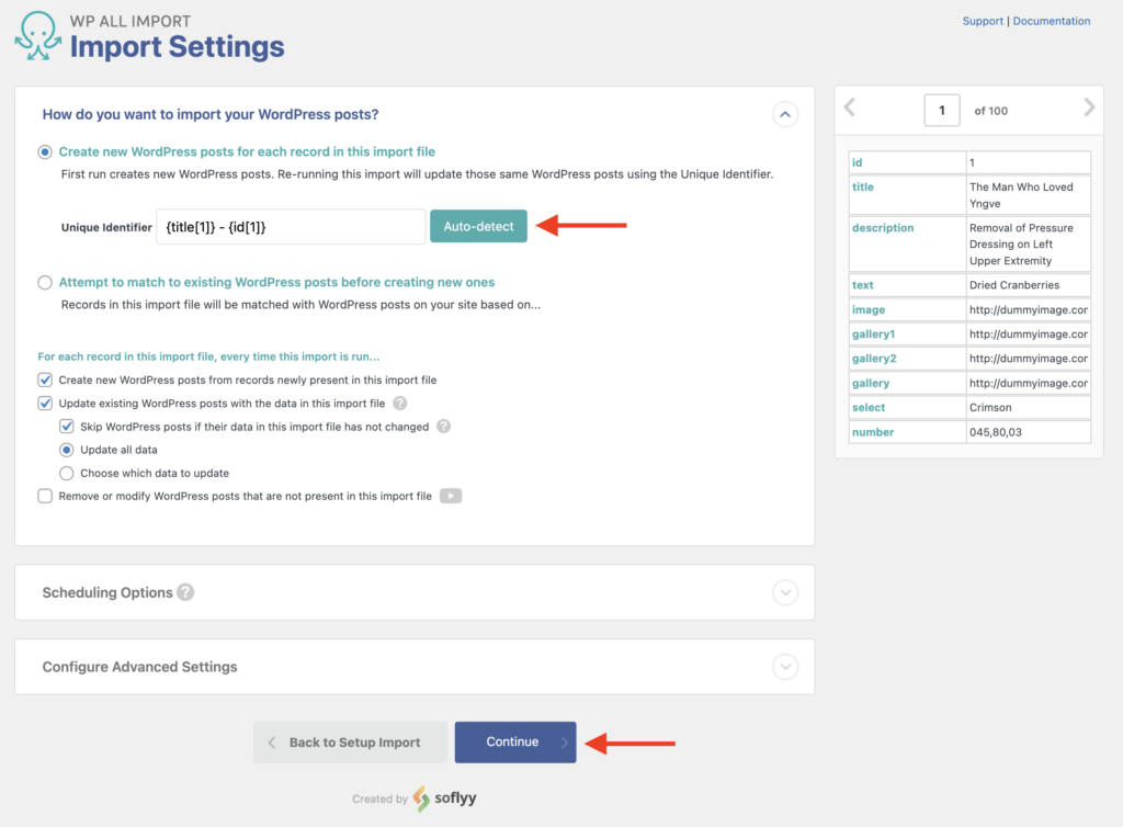 Import ACF Advanced Custom Fields Import Settings