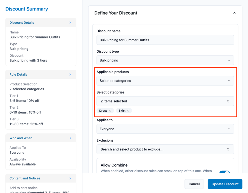 elevated-discount-rules-category-filter