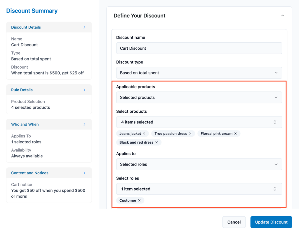 elevated-discount-rules-product-filter