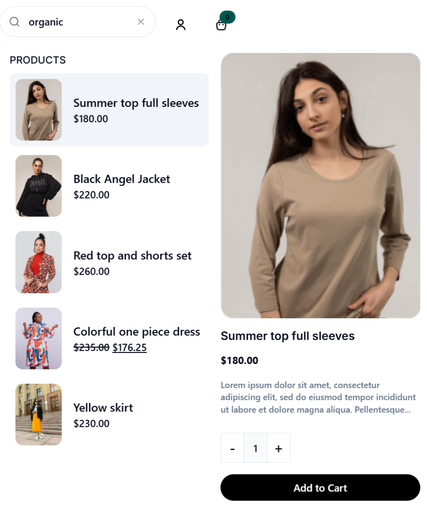 Elevated Product Search Results