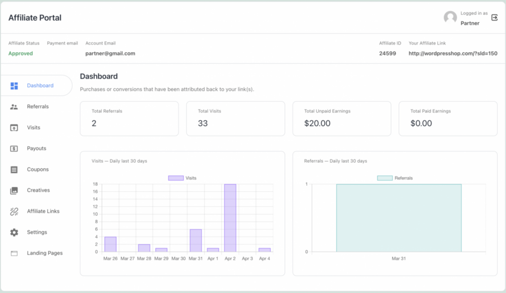Affiliate Portal for Solid Affiliate