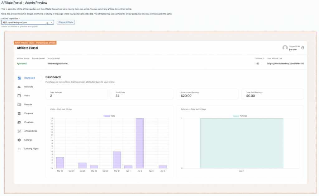 Affiliate Portal for Solid Affiliate