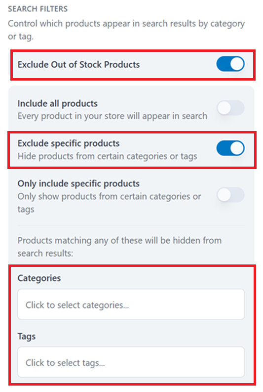 Elevated Product Search Filters
