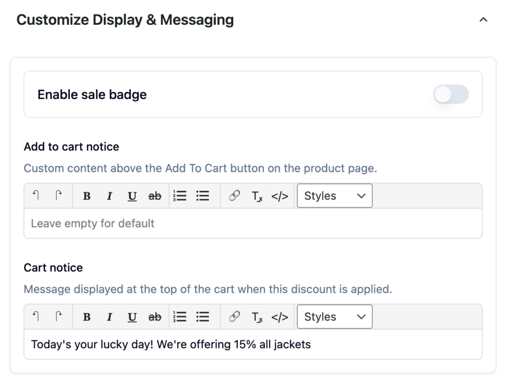 elevated-discount-rules-display-and -messaging-settings