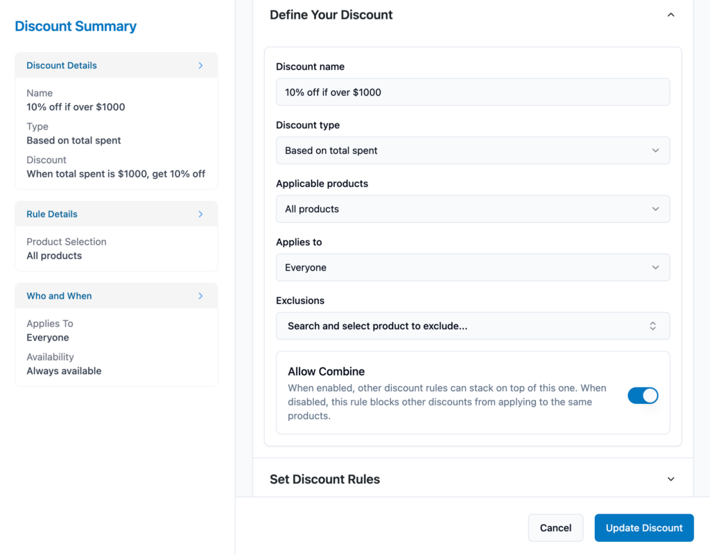 elevated-discount-rules-settings