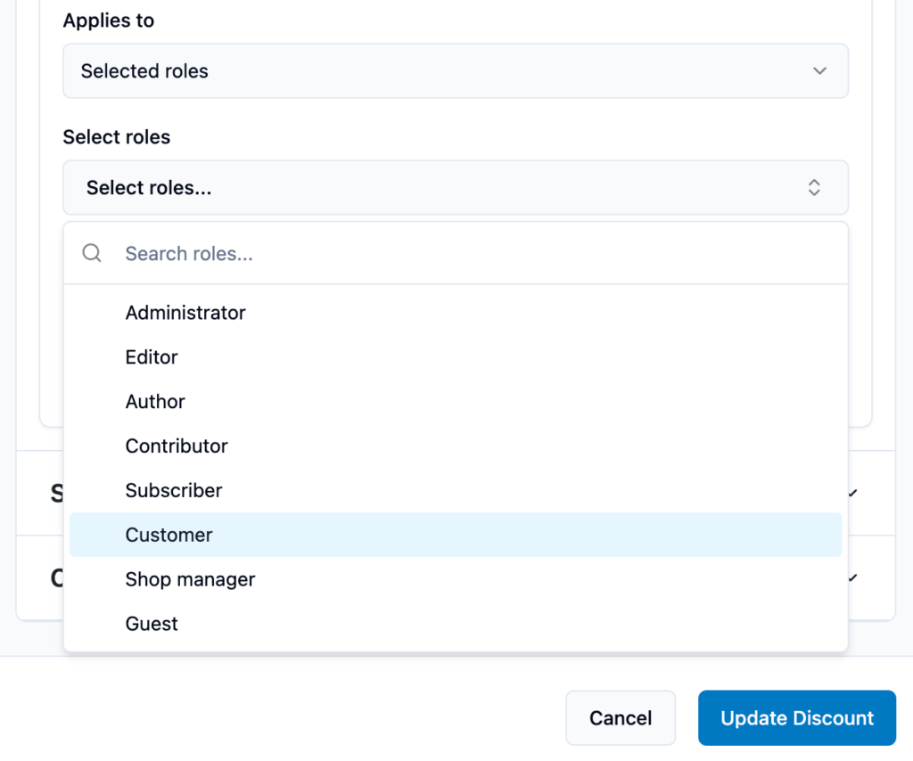 elevated-discount-rules-user-role-selection