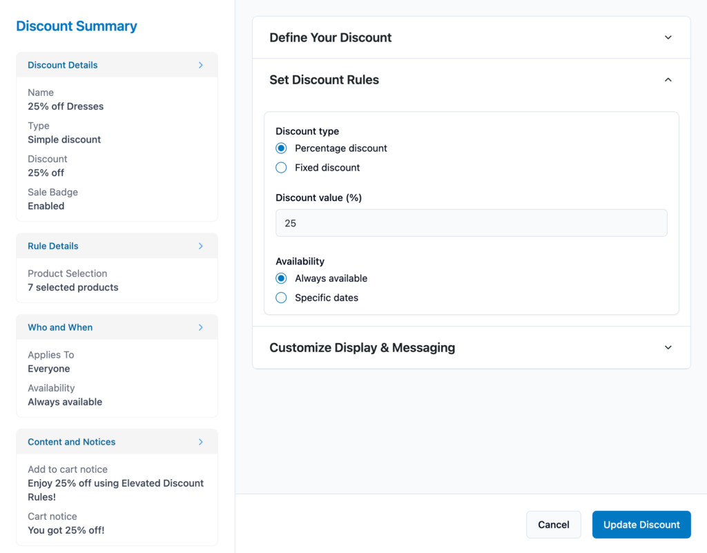 elevated-discount-rules-configuration-settings