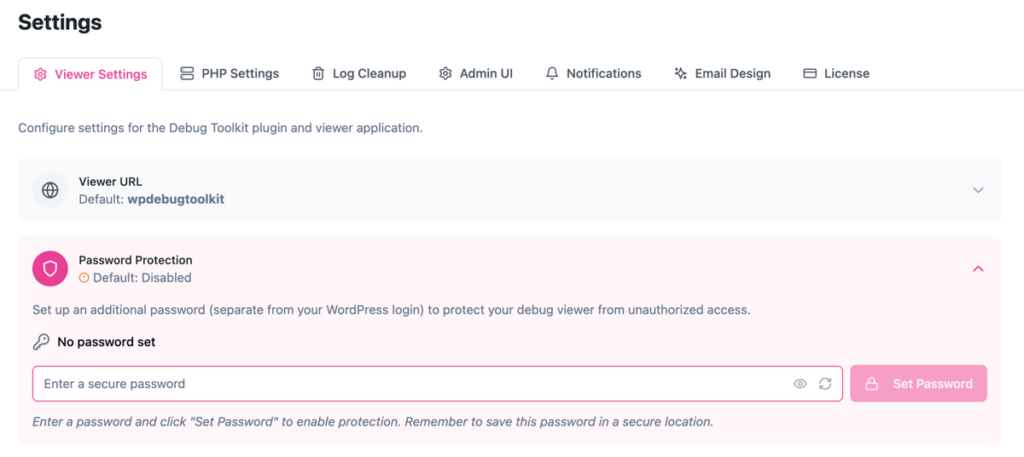 WPDT password protection