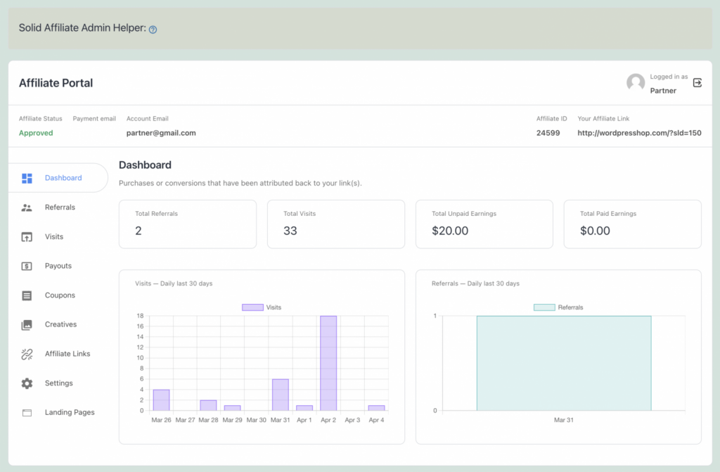 Solid Affiliate Portal
