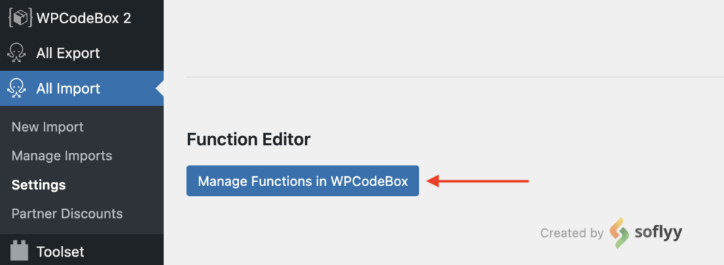 Manage Functions in WPCodeBox