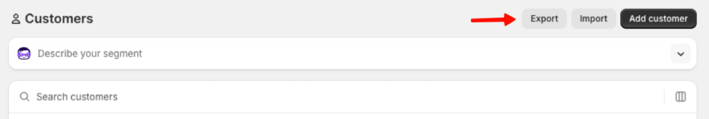 Shopify customer accounts export