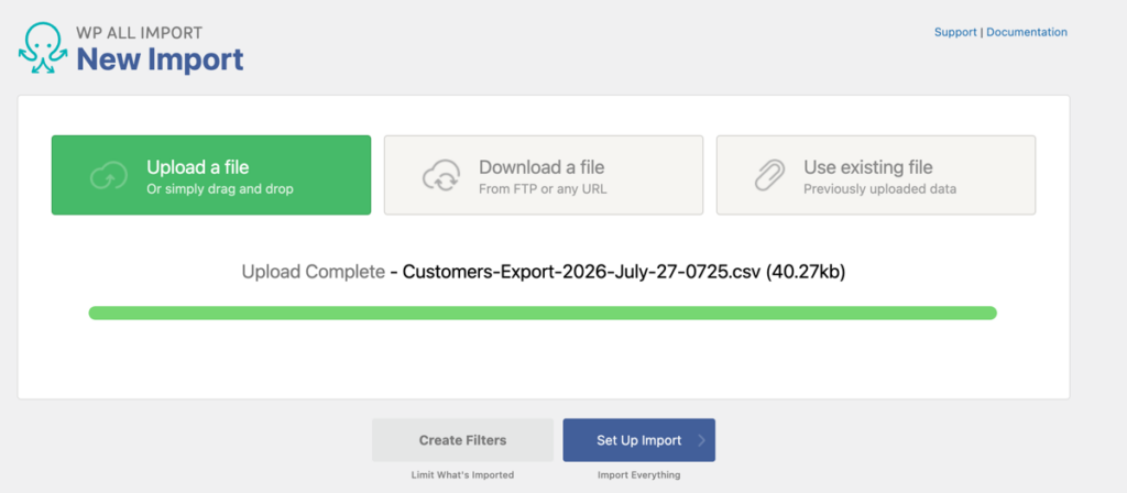 Upload modified customer export csv